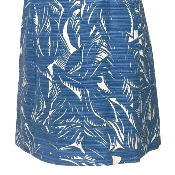 Tory Burch Gulf Shore Tabora Blue & Cream Linen Blend Sheath Mini Dress SZ M - Picture 7 of 13